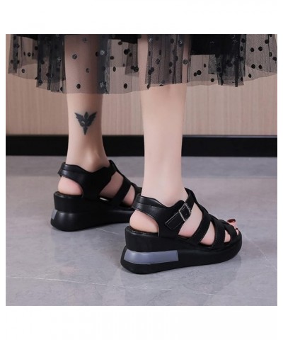 Women's Wedge Gladiator Sandals Caged Multi-Strap Design Roman Sandals Summer Platform Faux Leather Sandals Outdoor Non-Slip ...