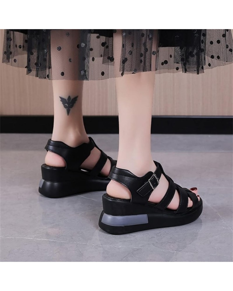 Women's Wedge Gladiator Sandals Caged Multi-Strap Design Roman Sandals Summer Platform Faux Leather Sandals Outdoor Non-Slip ...