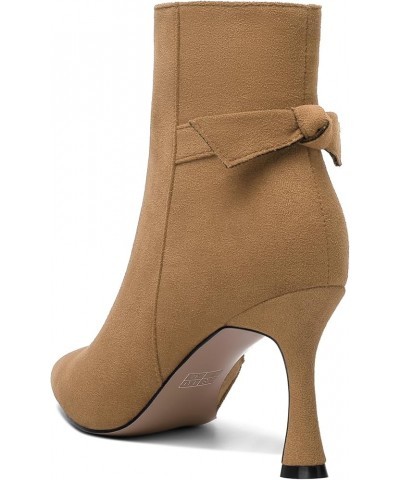 Womens Dating Sexy Solid Zip Pointed Toe Suede Stiletto High Heel Ankle High Boots 3.3 Inch Brown $36.11 Boots