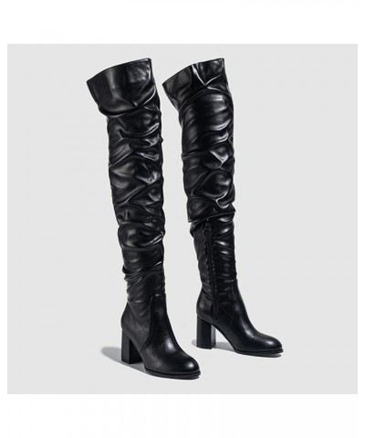 Over the Knee Boots for Women, Platform Thigh High Boots Chunky Heel Knee High Boots Fashion Long Boot Winter Round Toe Stret...