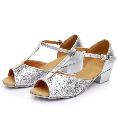 Womens Lace up Heels Women's Prom Ballroom Latin Dance Shoes Square Dance Shoes Sandals Womens Wide Heel Silver $14.55 Sandals