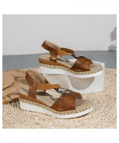 Espadrille Wedge Sandals For Women Dressy Sexy Open Toe Ankle Buckle Strap Comfortable Platform New Summer Beach Shoes A8-bro...