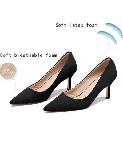 Women Stiletto Heels Pumps Breathable Foam Pointed Toe High Heels Pumps 3 inches Black Sexy Wedding Shoes Comfortable High He...