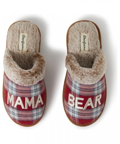 womens Gifts for Mom Cute Cozy Mothers Day Mama Bear Slipper Red/Blue Plaid $16.47 Slippers