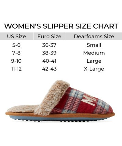 womens Gifts for Mom Cute Cozy Mothers Day Mama Bear Slipper Red/Blue Plaid $16.47 Slippers