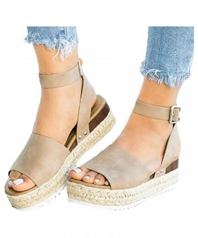 Sandals for Women Wedge Platform Sandals Arch Support Flip Flops Bohemian Ankle Strappy Zip Up Flats Summer Sandals LS4 $13.5...