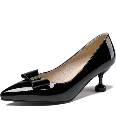 Women Kitten Heel Pumps Pointed Toe Elegant Pumps Slip On Mid Heel Dress Shoes Bows, Size 2-11 Black $27.34 Pumps