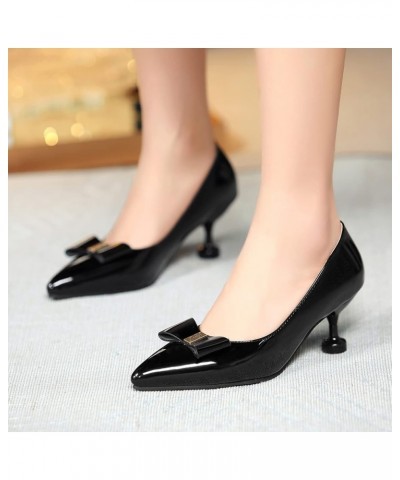 Women Kitten Heel Pumps Pointed Toe Elegant Pumps Slip On Mid Heel Dress Shoes Bows, Size 2-11 Black $27.34 Pumps