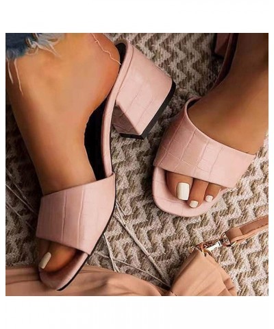 Heels for Women Open Toe, Women's Platform Chunky High Heel Sandals Ankle Strap Open Toe Heeled Shoes for Party Z 01-pink $12...