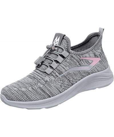 Girls Running Shoes Slip On Breathe Mesh Walking Shoes Women Sneakers Wedge Platform Loafers Z-01 Grey $17.33 Athletic Shoes