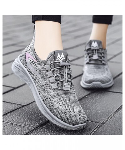 Girls Running Shoes Slip On Breathe Mesh Walking Shoes Women Sneakers Wedge Platform Loafers Z-01 Grey $17.33 Athletic Shoes