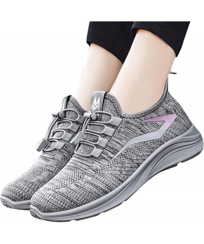 Girls Running Shoes Slip On Breathe Mesh Walking Shoes Women Sneakers Wedge Platform Loafers Z-01 Grey $17.33 Athletic Shoes