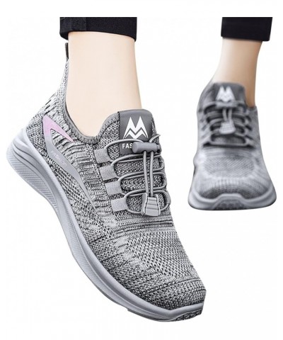 Girls Running Shoes Slip On Breathe Mesh Walking Shoes Women Sneakers Wedge Platform Loafers Z-01 Grey $17.33 Athletic Shoes