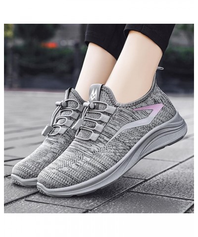 Girls Running Shoes Slip On Breathe Mesh Walking Shoes Women Sneakers Wedge Platform Loafers Z-01 Grey $17.33 Athletic Shoes