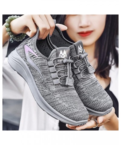 Girls Running Shoes Slip On Breathe Mesh Walking Shoes Women Sneakers Wedge Platform Loafers Z-01 Grey $17.33 Athletic Shoes