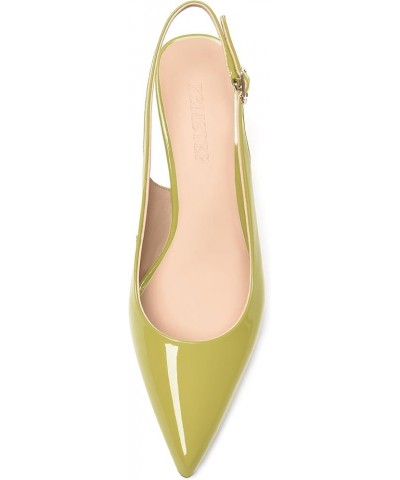 Womens Pointed Toe Patent Leather Slingback Stiletto High Heel Pumps Shoes 3.3 Inch Yellow Green $31.20 Pumps