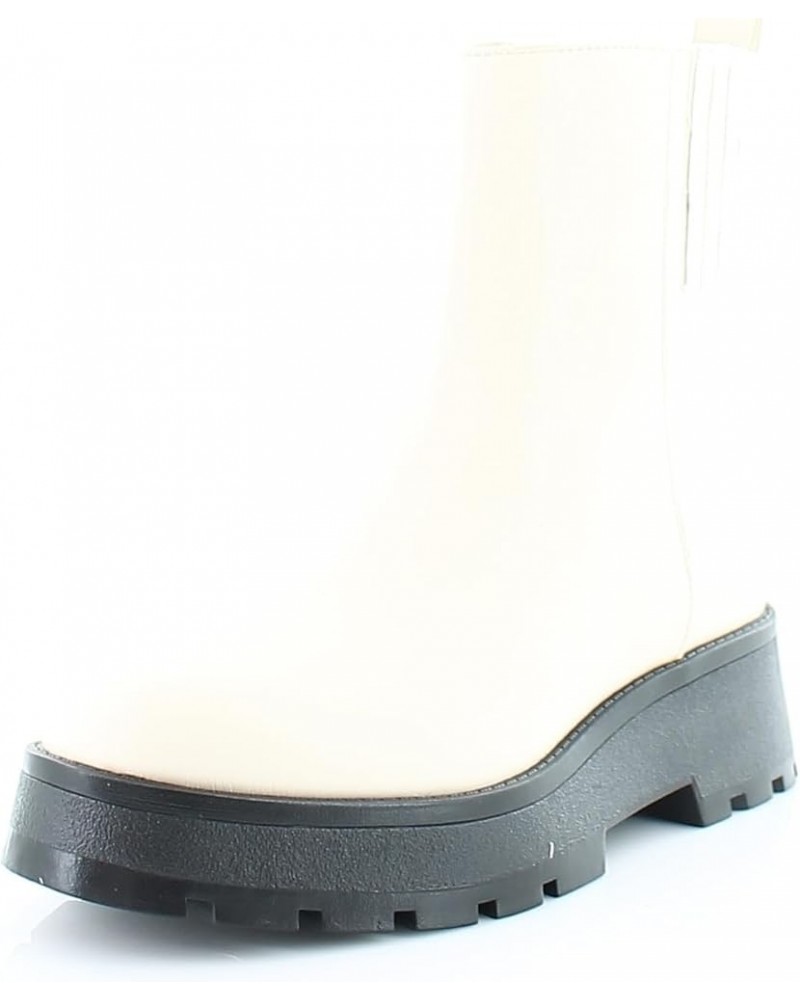 Womens Neframes Zipper Block Heel Ankle Boots Creamy White $41.65 Boots