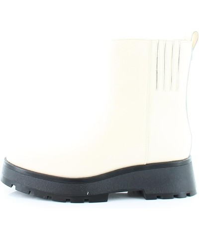 Womens Neframes Zipper Block Heel Ankle Boots Creamy White $41.65 Boots