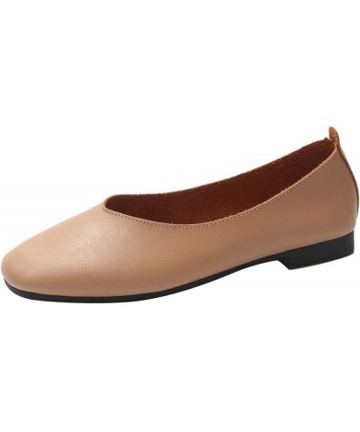 Comfortable Flats Summer Women Casual Shoes Low Heel Shallow Mouth Soft Sole Comfortable Flats Brown $11.38 Loafers & Slip-Ons