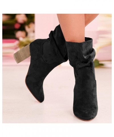 Ankle Boots for Women Pu Leather Combat Boots Women'S Knee High Boots Womens Snow Boots With Lined Black $20.03 Outdoor Shoes