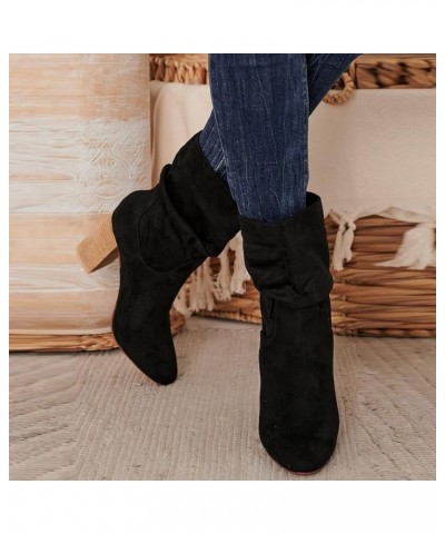 Ankle Boots for Women Pu Leather Combat Boots Women'S Knee High Boots Womens Snow Boots With Lined Black $20.03 Outdoor Shoes