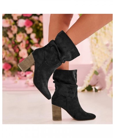 Ankle Boots for Women Pu Leather Combat Boots Women'S Knee High Boots Womens Snow Boots With Lined Black $20.03 Outdoor Shoes