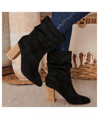 Ankle Boots for Women Pu Leather Combat Boots Women'S Knee High Boots Womens Snow Boots With Lined Black $20.03 Outdoor Shoes