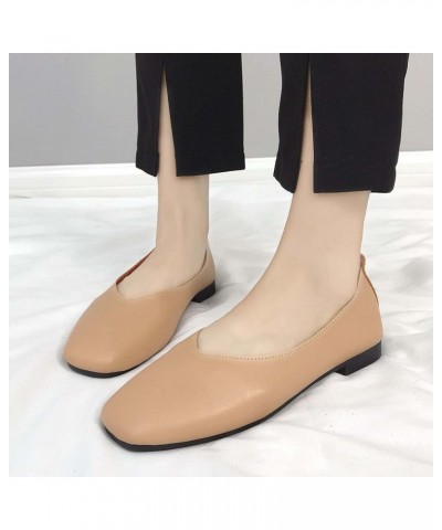 Comfortable Flats Summer Women Casual Shoes Low Heel Shallow Mouth Soft Sole Comfortable Flats Brown $11.38 Loafers & Slip-Ons