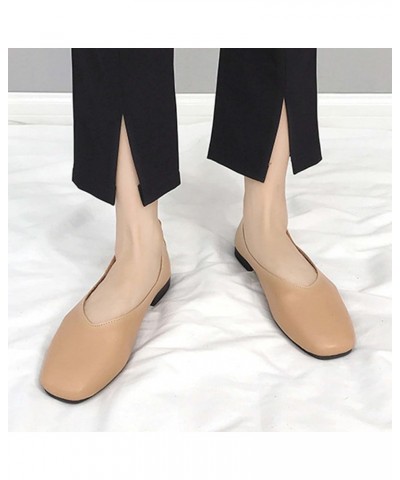 Comfortable Flats Summer Women Casual Shoes Low Heel Shallow Mouth Soft Sole Comfortable Flats Brown $11.38 Loafers & Slip-Ons