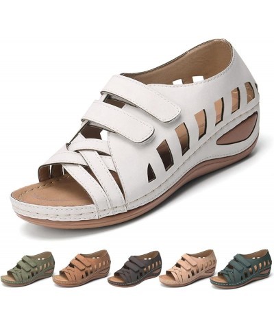 Wedge Summer Wedge Sandals for Women Spring Criss Cross Dressy Retro Spring 2024 Trendy Eyelet Falt Work Office Comfy White $...