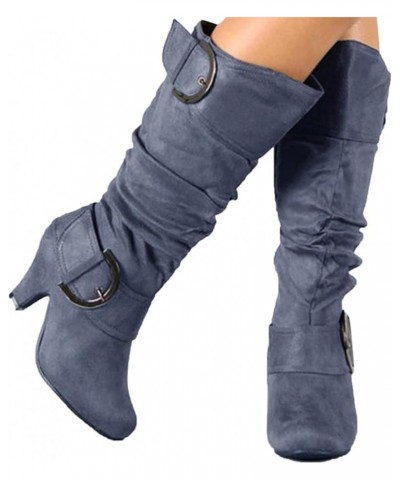 Jean Boots for Women Thigh High Flat Heel for Women Shoes Boots Boots Women's Heel High Retro Booties Tapered Boots Women's B...