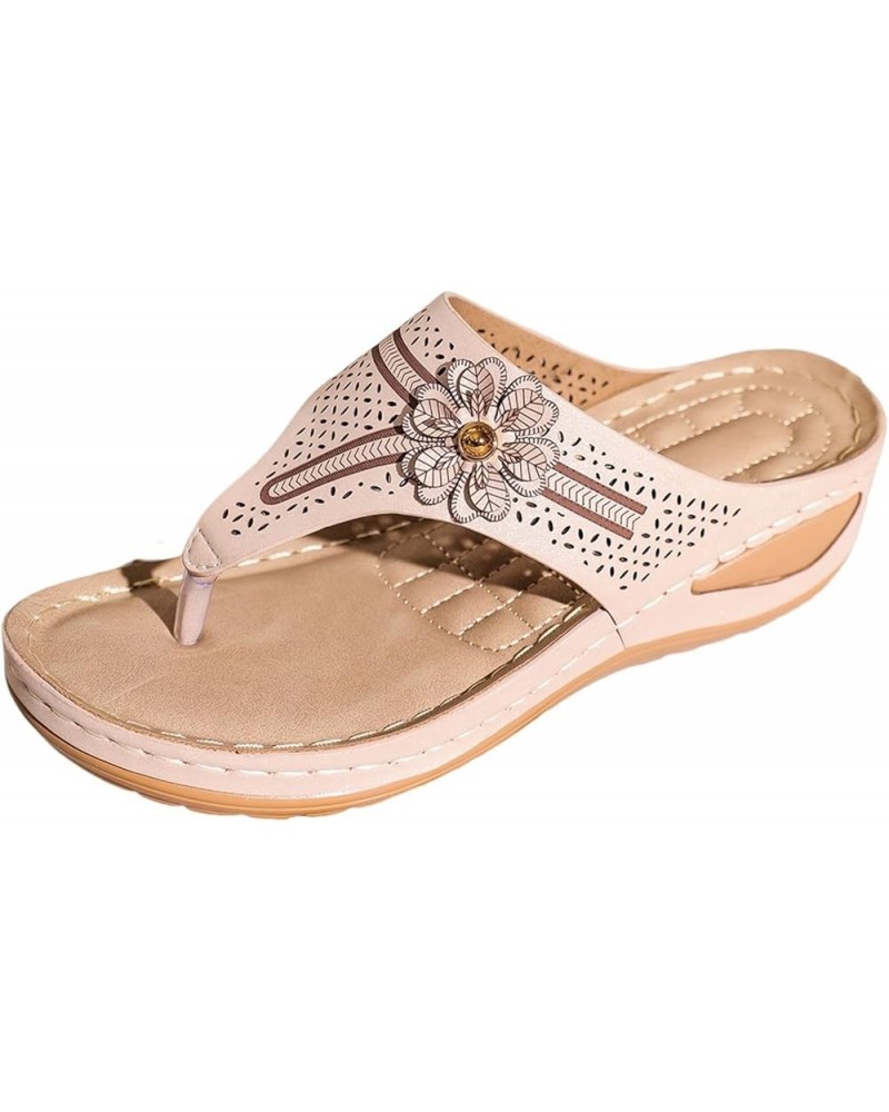 Orthopedic Flip Flops Orthopedic Comfortable Walking Round Toe Flats Shoes Wide Women Wedge Sandals Wide Heels for Women Plan...