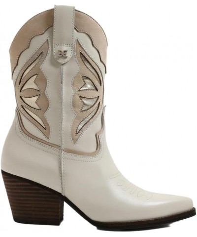 Womens Wynne Leather Heels Cowboy, Western Boots Modern Ivory Leather $15.38 Boots