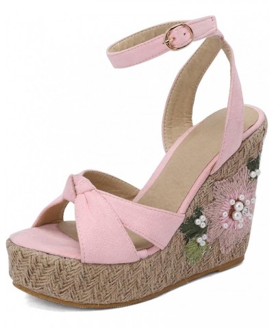 Women Suede Sandals Summer Wedge Shoes Platform High Heels Bohemia Wedge Sandals Peep Toe Green Pink Blue Size 5-13 Pink $27....