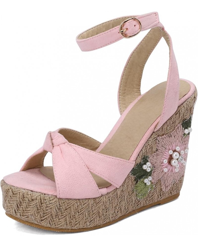 Women Suede Sandals Summer Wedge Shoes Platform High Heels Bohemia Wedge Sandals Peep Toe Green Pink Blue Size 5-13 Pink $27....