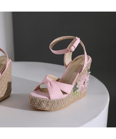 Women Suede Sandals Summer Wedge Shoes Platform High Heels Bohemia Wedge Sandals Peep Toe Green Pink Blue Size 5-13 Pink $27....