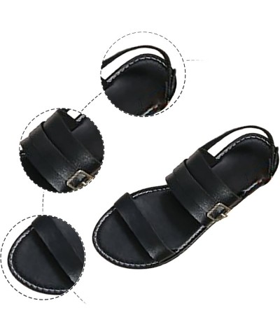 Womens Low Wedge Sandals Anti Slip Ankle Strap Comfort Glitters Summer Mules Flats Sandals 182-zoxro-black-a $16.42 Slippers