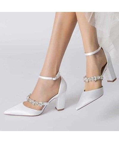 Women's Pointed Closed Toe Rhinestones Satin Bridal Dress Shoes Bridal Shoes Champagne 42 $39.77 Pumps