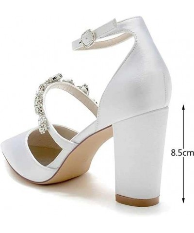 Women's Pointed Closed Toe Rhinestones Satin Bridal Dress Shoes Bridal Shoes Champagne 42 $39.77 Pumps