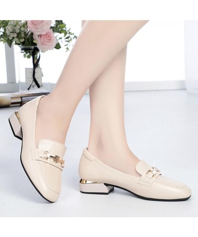 Women's Mary Janes Shoes Pumps Slip on Chunky Low Heels Square Cap Toe with Metal Trim Pumps for Wedding Party Office Classic...