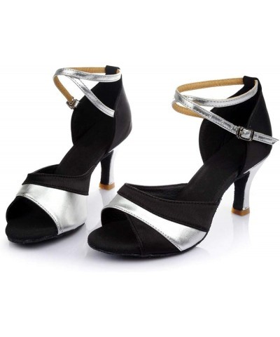 Kitten Heel Heeled Sandals for Women Dressy Summer Women Dress Sandals Solid Color Ankle Strap Summer Silver $15.59 Sandals