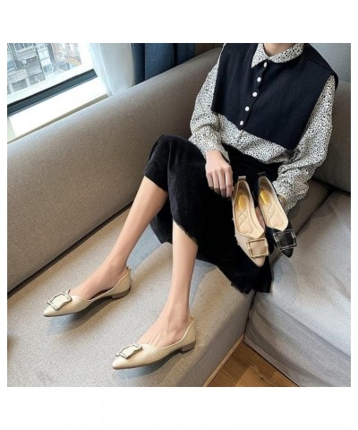 Trendy Slip-on Shallow Flat Shoes for Women Daily Comfortable PU Closed Pointed Toe Arch Support Ladies Dress Hollow Pump Fla...