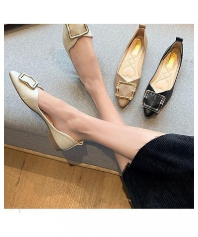 Trendy Slip-on Shallow Flat Shoes for Women Daily Comfortable PU Closed Pointed Toe Arch Support Ladies Dress Hollow Pump Fla...