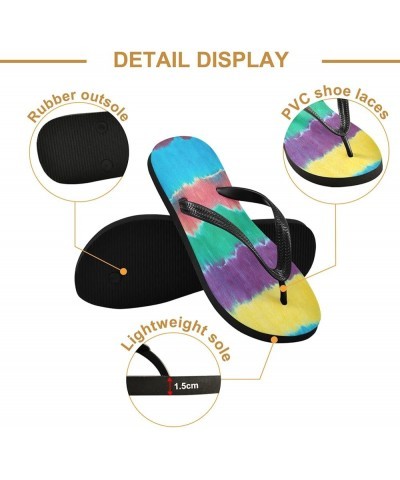 Tie Dye Rainbow Stripe Womens Flip Flops Summer Beach Sandals Casual Thong Slippers Comfortable Shower Slippers Non Slip Wate...