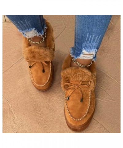 Snow Boots For Women 2023 Trendy Casual Slip-on Warm Loafers Faux Fur-Lined Comfortable Winter Snow Ankle Booties Yellow $16....