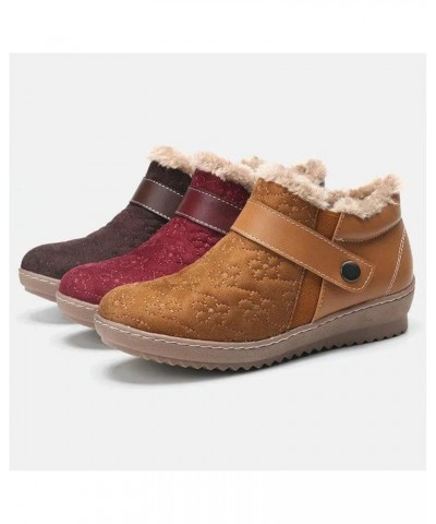 Snow Boots For Women 2023 Trendy Casual Slip-on Warm Loafers Faux Fur-Lined Comfortable Winter Snow Ankle Booties Yellow $16....