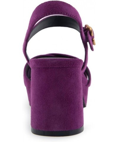 Women's Cosmos Heeled Sandal Dark Purple Suede $52.50 Sandals