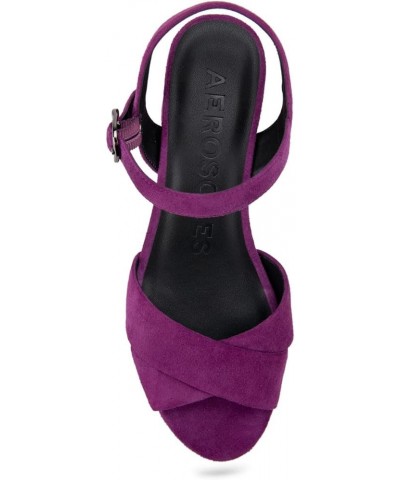 Women's Cosmos Heeled Sandal Dark Purple Suede $52.50 Sandals