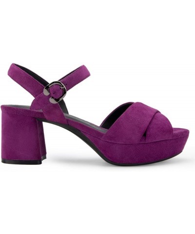 Women's Cosmos Heeled Sandal Dark Purple Suede $52.50 Sandals