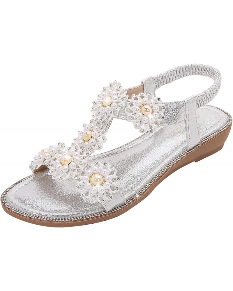 Sandals Women Dressy Summer Women Wedges Sandals Strap Shoes Shoes Sandals Flops Buckle For Women Summer Flip Women Silver $1...